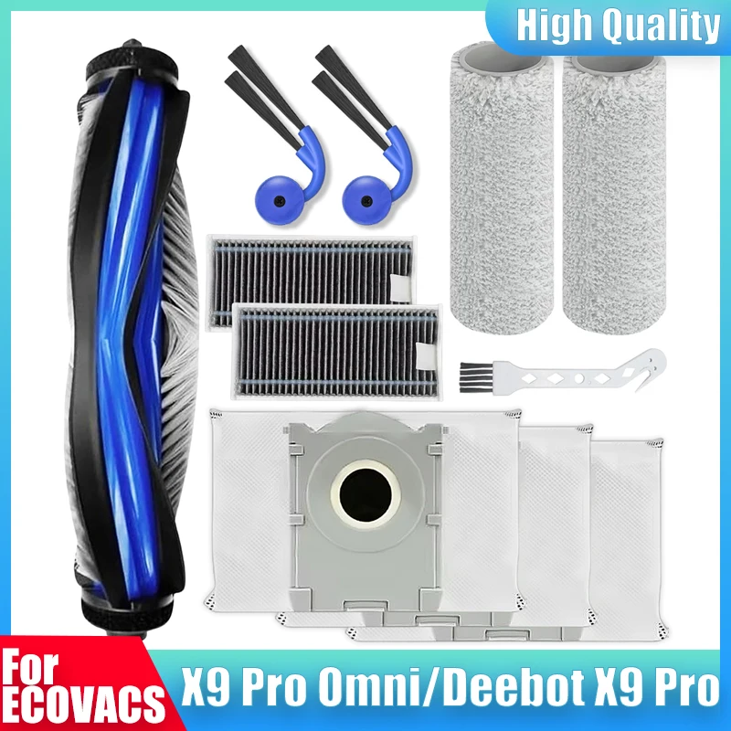 

Replacement kit Compatible with Ecovacs X9 Pro Omni/Deebot X9 Pro Vacuum Cleaner Parts Main brush Side brush Dust Bag HEPA Filte