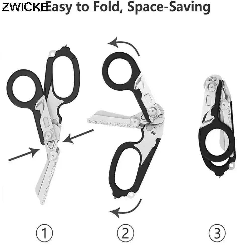 Outdoor Survival Tools Folding Stainless Steel Retractable Medical Scissors Multifunctional Tactical Pliers Medical Scissors