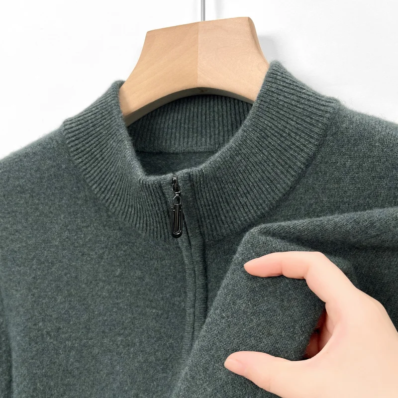 ฤดูใบไม้ร่วงฤดูหนาว 100% เสื้อขนสัตว์ผู้ชายธุรกิจสบายๆ SLIM FIT Pullover ถักเสื้อกันหนาวจัมเปอร์