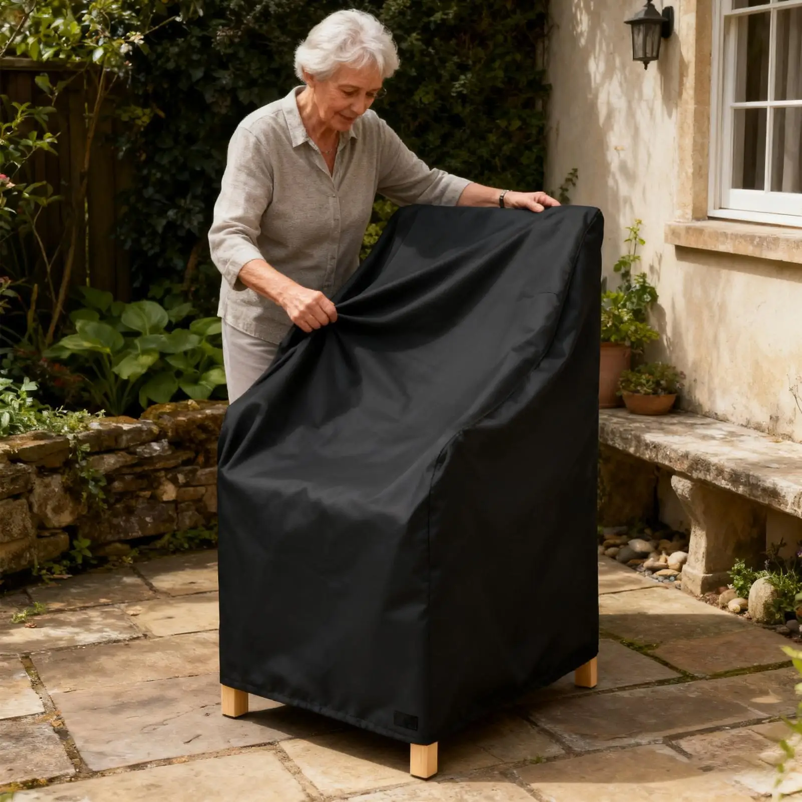 Lawn Chair Covers Heavy Duty Waterproof Adjustable Outside Furniture Protection Deck Porch Chair Cover For Balcony Lawn #3