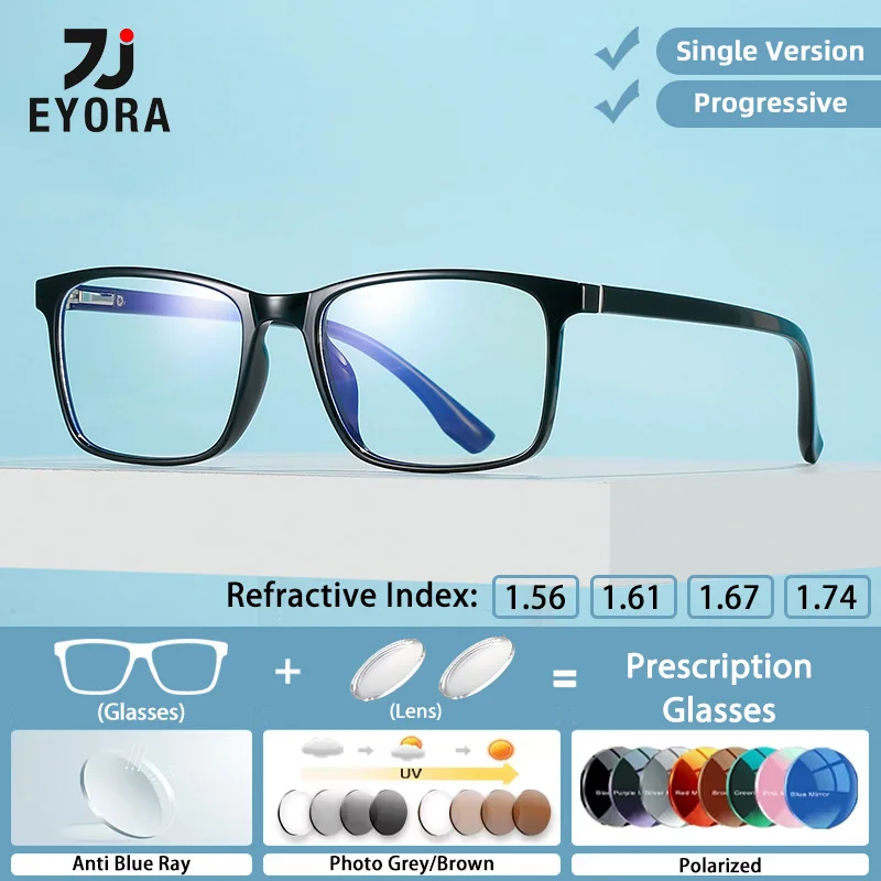 

EYORA Ultralight TR90 Full Rim Square Reading Glasses Myopia Eyewear Hyperopia Anti Blue Light Progressive Photochromic Eyewear