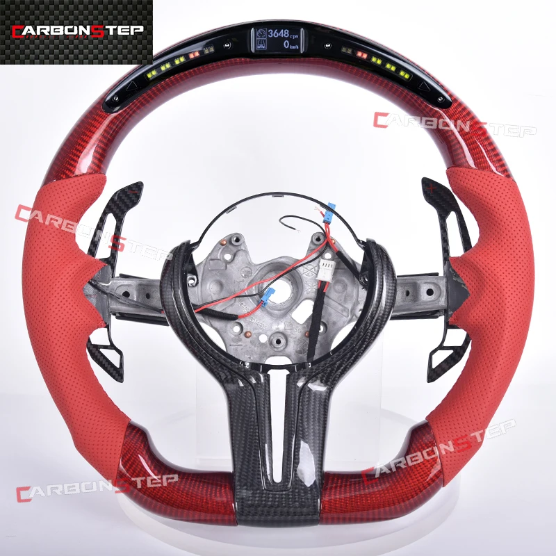 

For Bmws M2 M3 M4 M5 M6 F10 F82 F30 F32 Red Carbon Fiber LED Display Car Steering Wheel