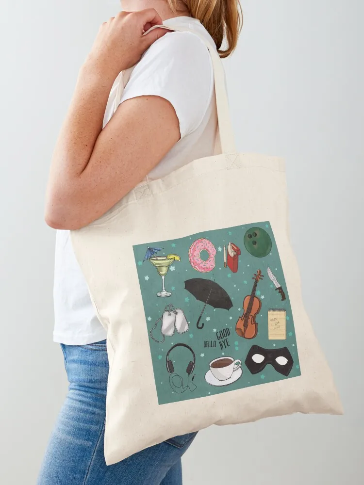 The Umbrella Academy Collage [in Green] Tote Bag foldable reusable bag Women's handbag Shopper cute pouch bag