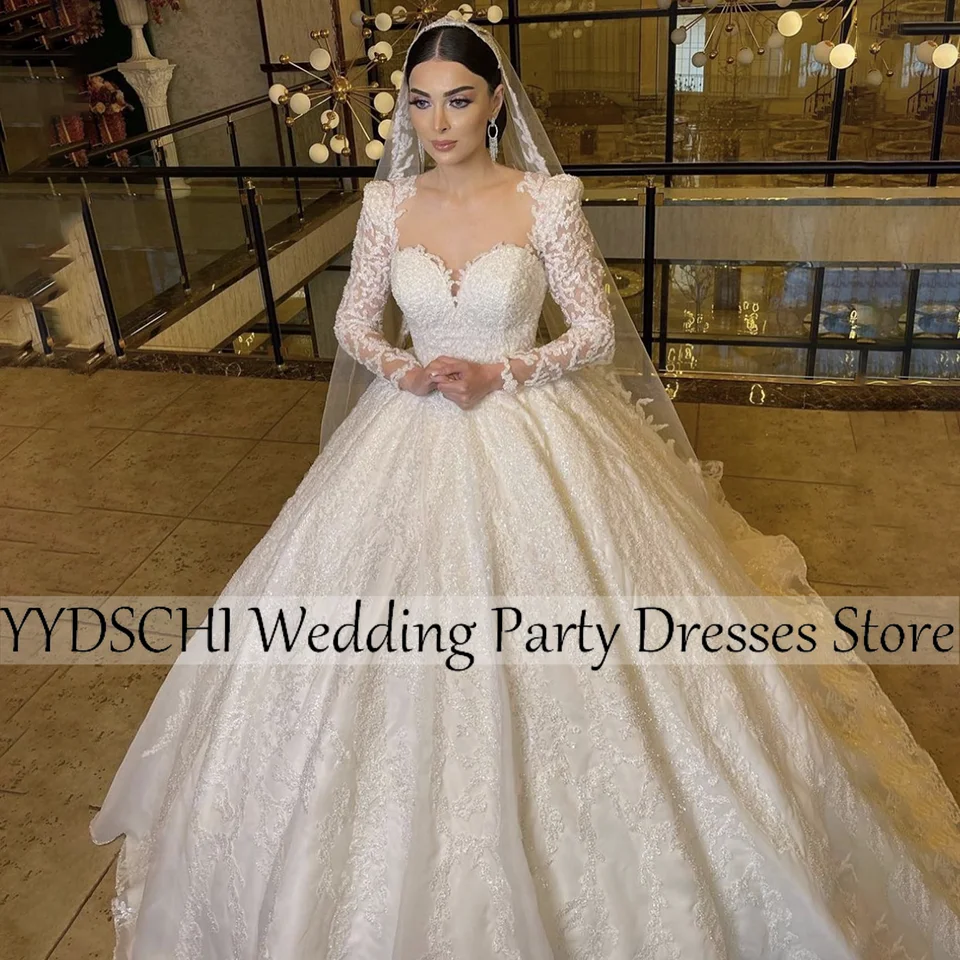 

Luxury Wedding Dress 2023 For Women Bridal Gown White Applique Sweetheart Stain Embroidery Ball Gown Appliques Sleeves For Women