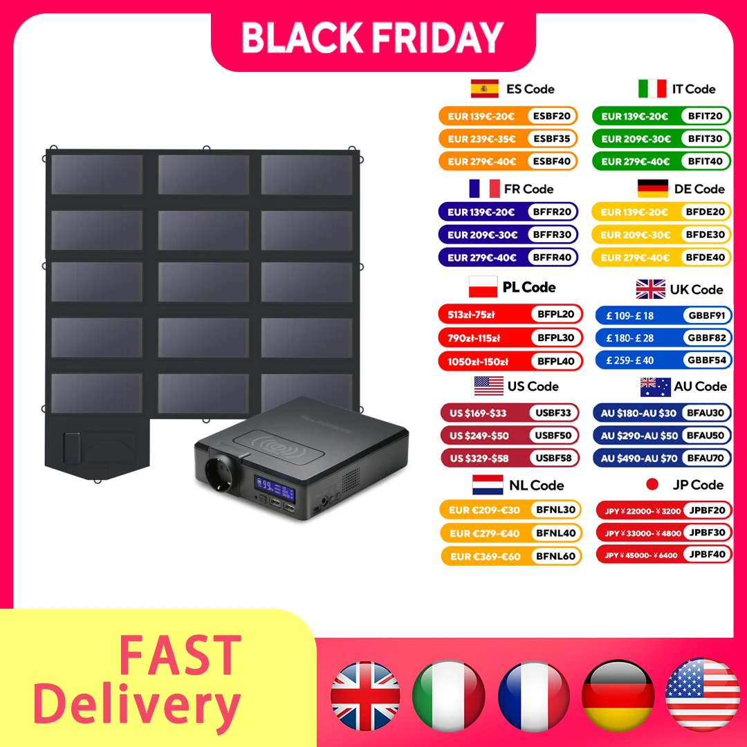 ALLPOWERS SP012 100W panneau solaire pliable chargeur solaire Portable et S200 200W Mit générateur solaire Powerstation pour Camping voyage ALLPOWERS SP012 100W panneau solaire pliable chargeur solaire Portable et S200 200W Mit générateur solaire Powerstation pour Camping voyage