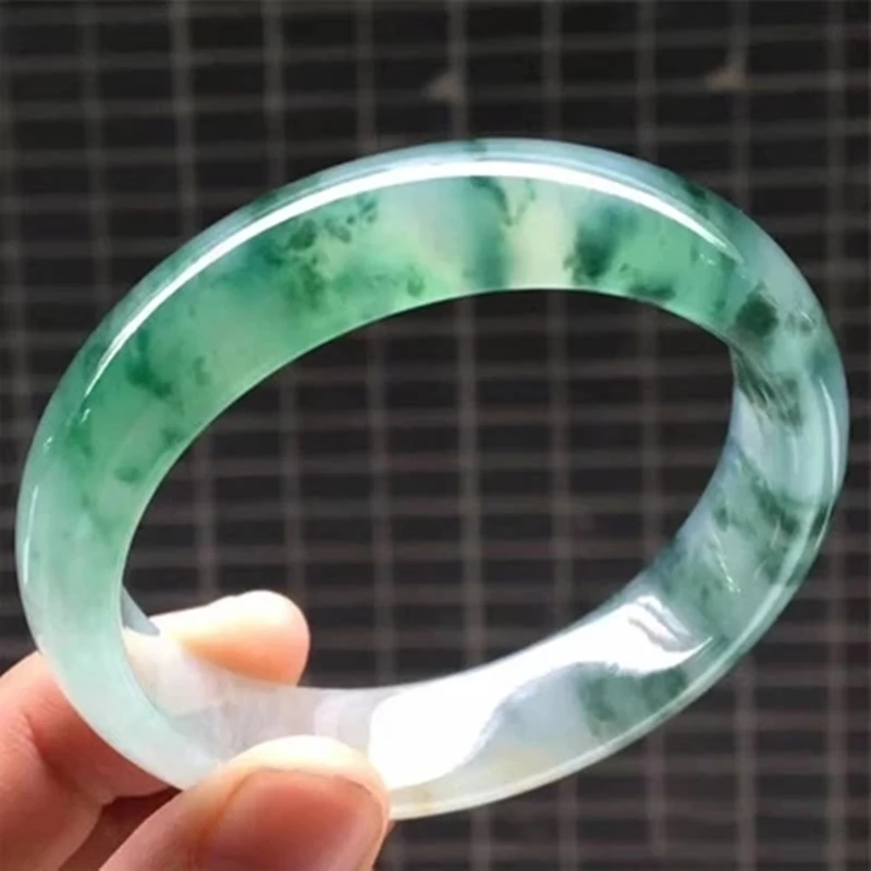 Natural Burmese Jade Light Blue Flower Bracelet Elegant Princess Jewelry