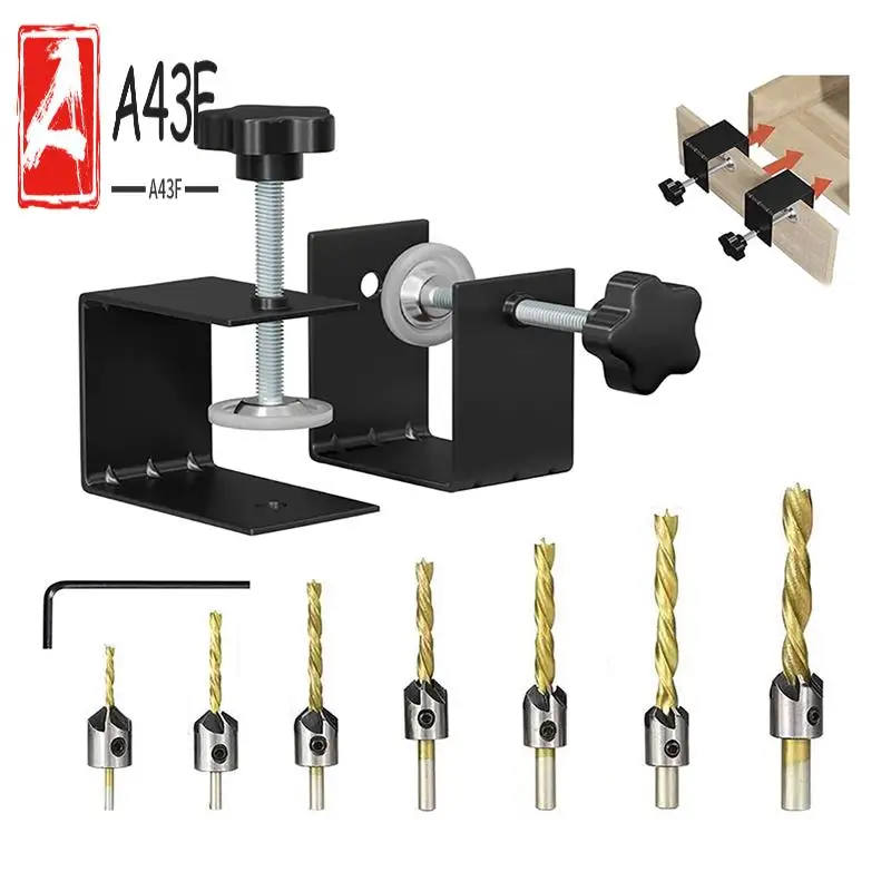 

A43F-4 шт., фурнитура для шкафа, универсальный зажим C, черный для деревообработки, установка дверей шкафа, ручки со зенковкой, сверла