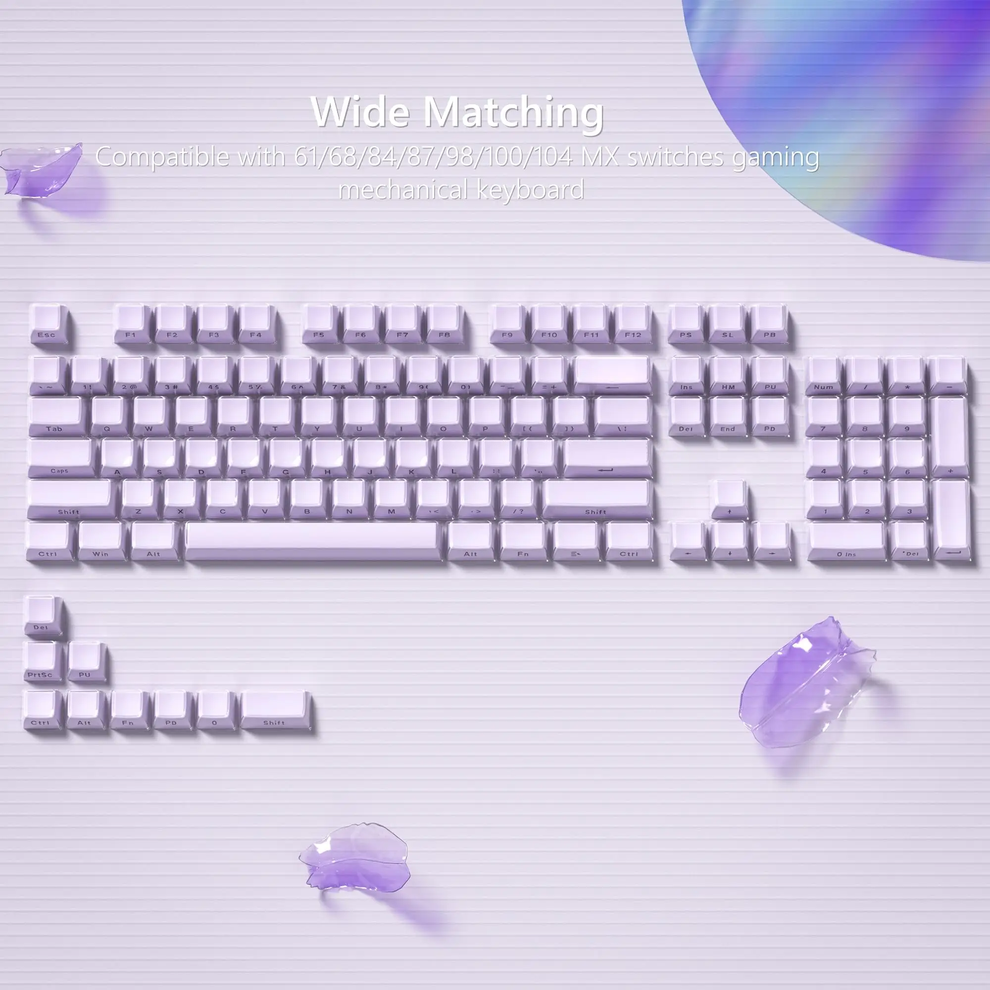 Teclas con iluminación lateral de cristal de Jello púrpura, perfil OEM, doble disparo, translúcidas, transparentes, para interruptores Cherry MX, teclado para juegos