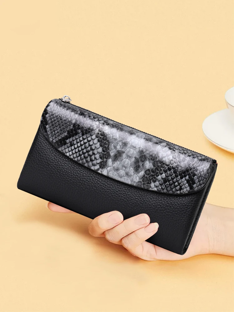 aidrani-genuine-leather-wallet-women's-large-capacity-long-snake-pattern-color-block-high-end-card-holder-luxury-purse
