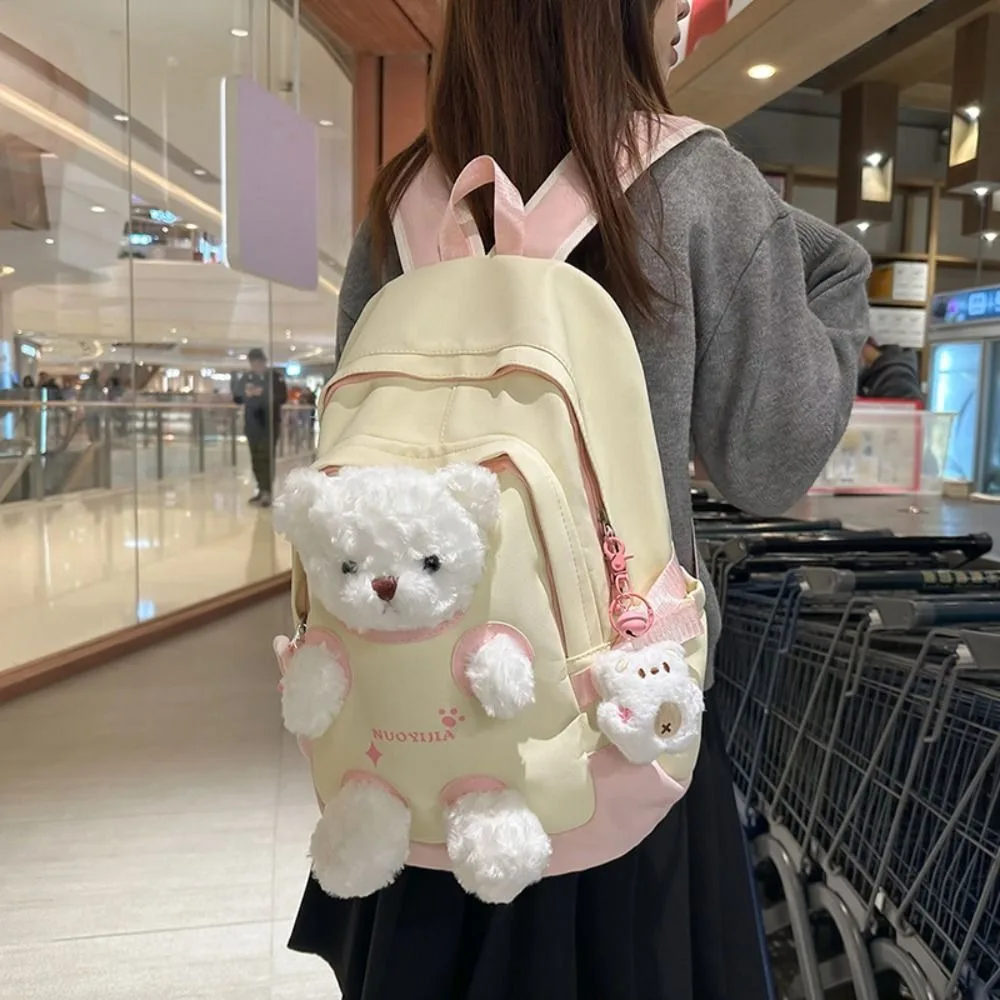 Kawaii Sweet Bear Backpack Cute Cartoon Cute Schoolbag Durable Lightweight Student School Bag Travel Use