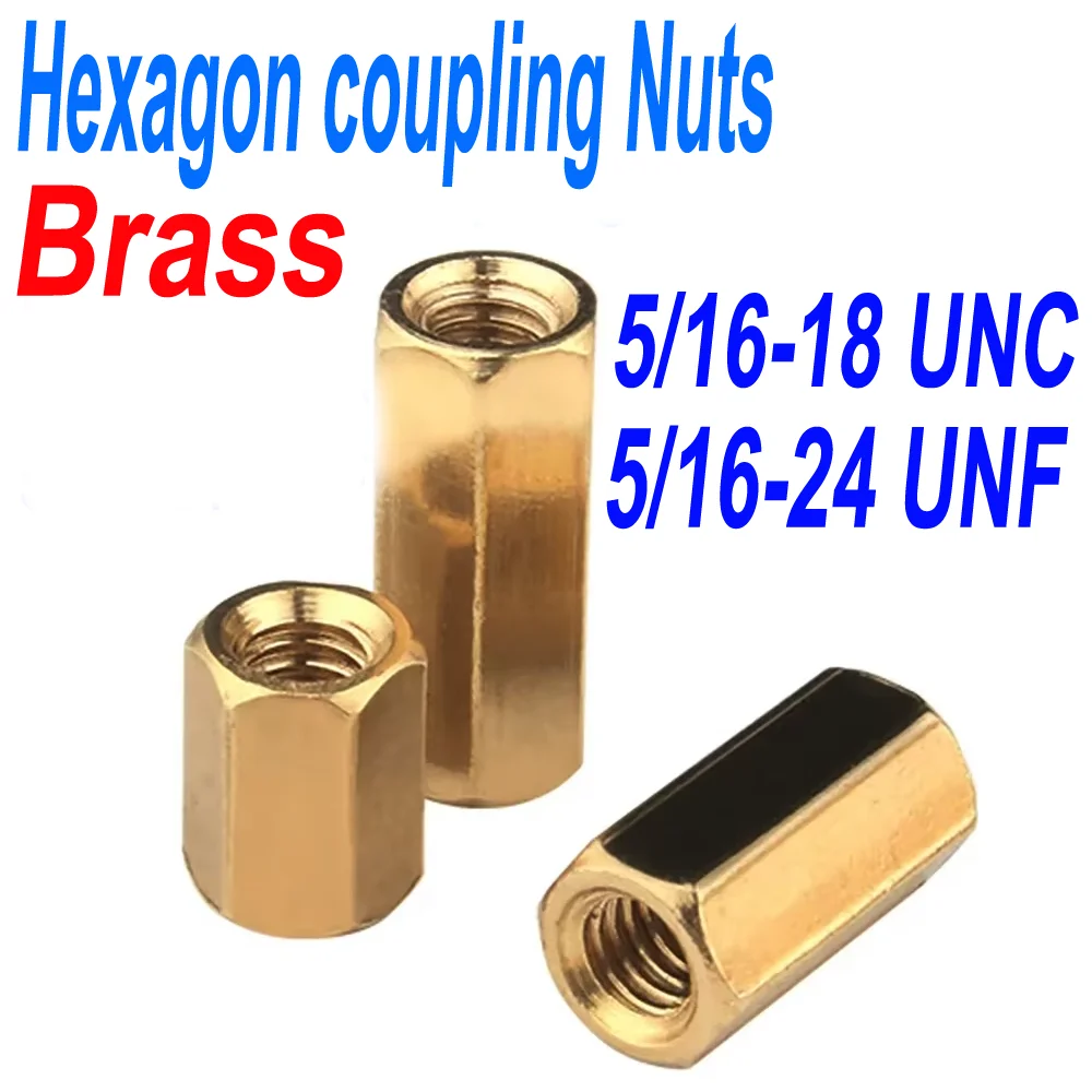 

5/16-18 UNC/5/16-24 UNF утолщенные латунные шестигранные соединительные гайки — медные соединительные муфты для механических деталей