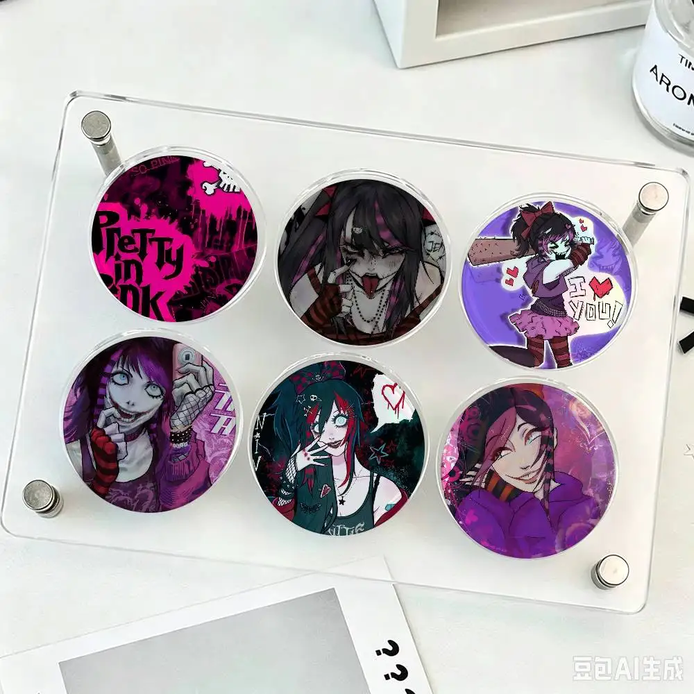 C-Creepypasta Killer Nina Creator Tinplate Pin Button Custom Anime Role Old-school Brooch Cartoon Collar Badge Jewelry Gift Fans