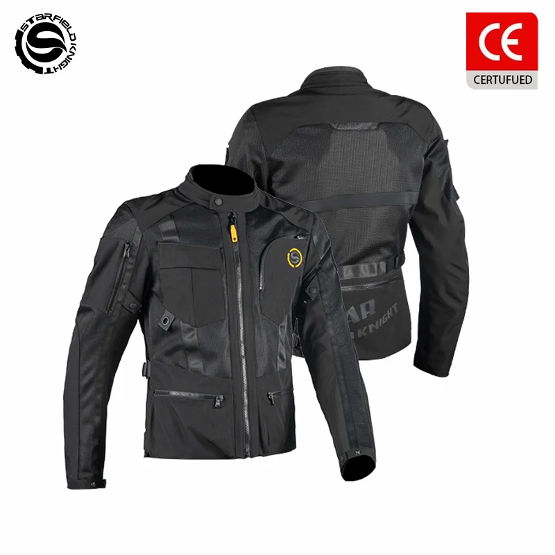 SFK Spring&Summer Men's Women Riding Equipment Clothing Mesh Breathable Black Motorcycle Jacket With CE Protective Accessories