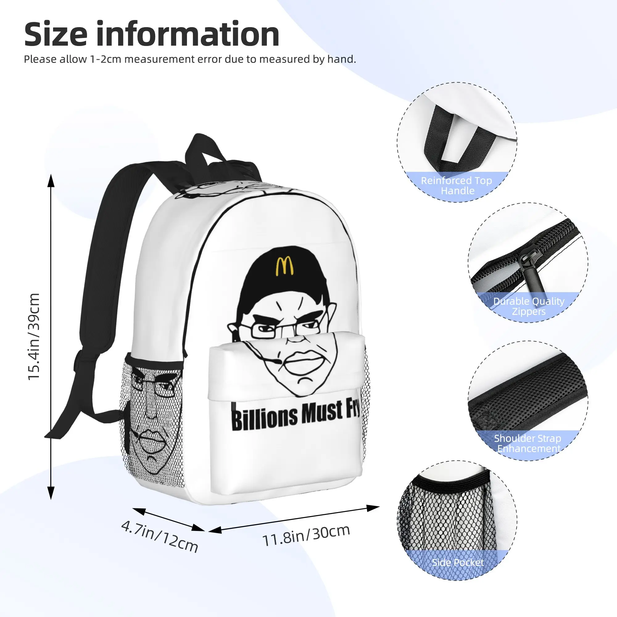 CHUD Billions Must Fry Backpack Hot Sale Daypack Large Capacity Boys Girls BookBag Shoulder Bags for Men Women School Bag