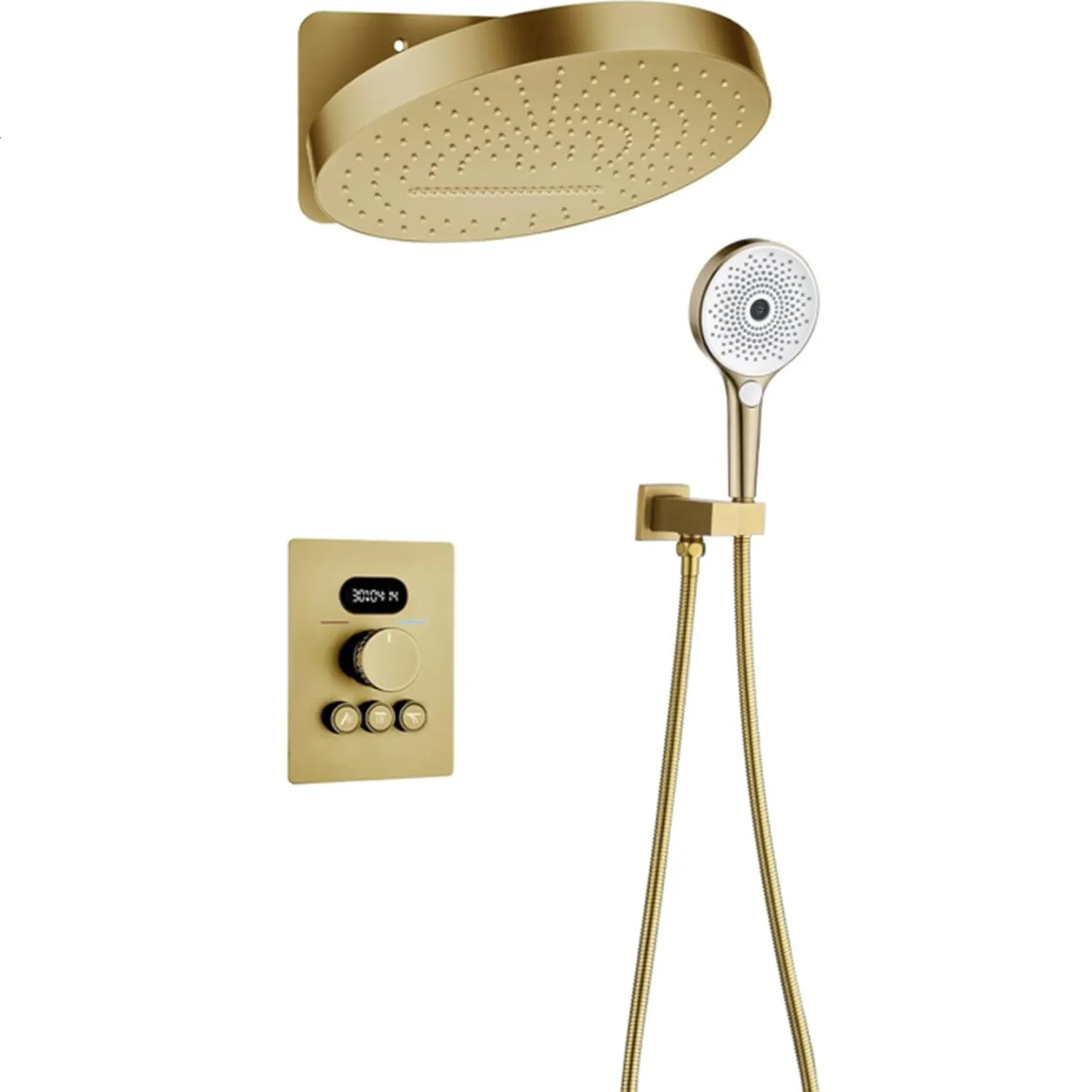 

Thermostatic Shower System Concealed Rain Shower System LED Digital Display Temperature Shower Faucet Set