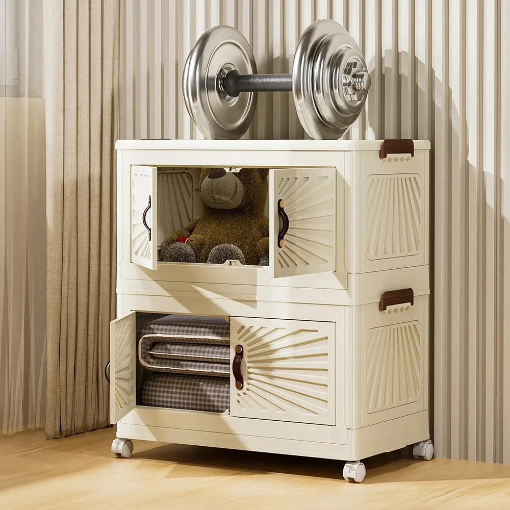 

Hide Multi-layer Folding Storage Cabinet Plastic Wardrobe Storage Cabinet Snack Clothing Storage Large Capacity Organizer Bin