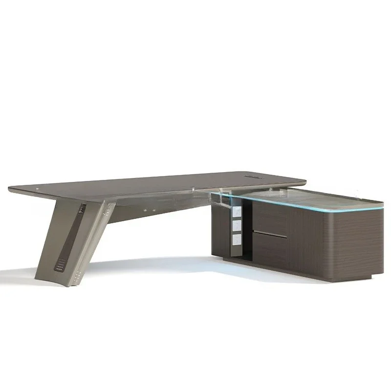 Modern light luxury boss desk simple manager supervisor leadership desk combination with side cabinet office furniture desk