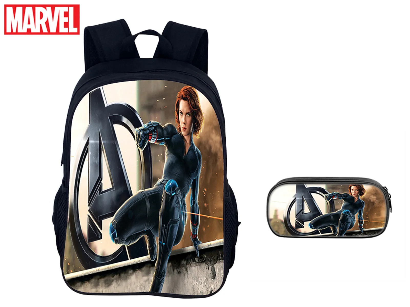 

Marvel Black Widow Student Canvas Big Backpack with Pencil Box,Classic Fashion Daypack to School