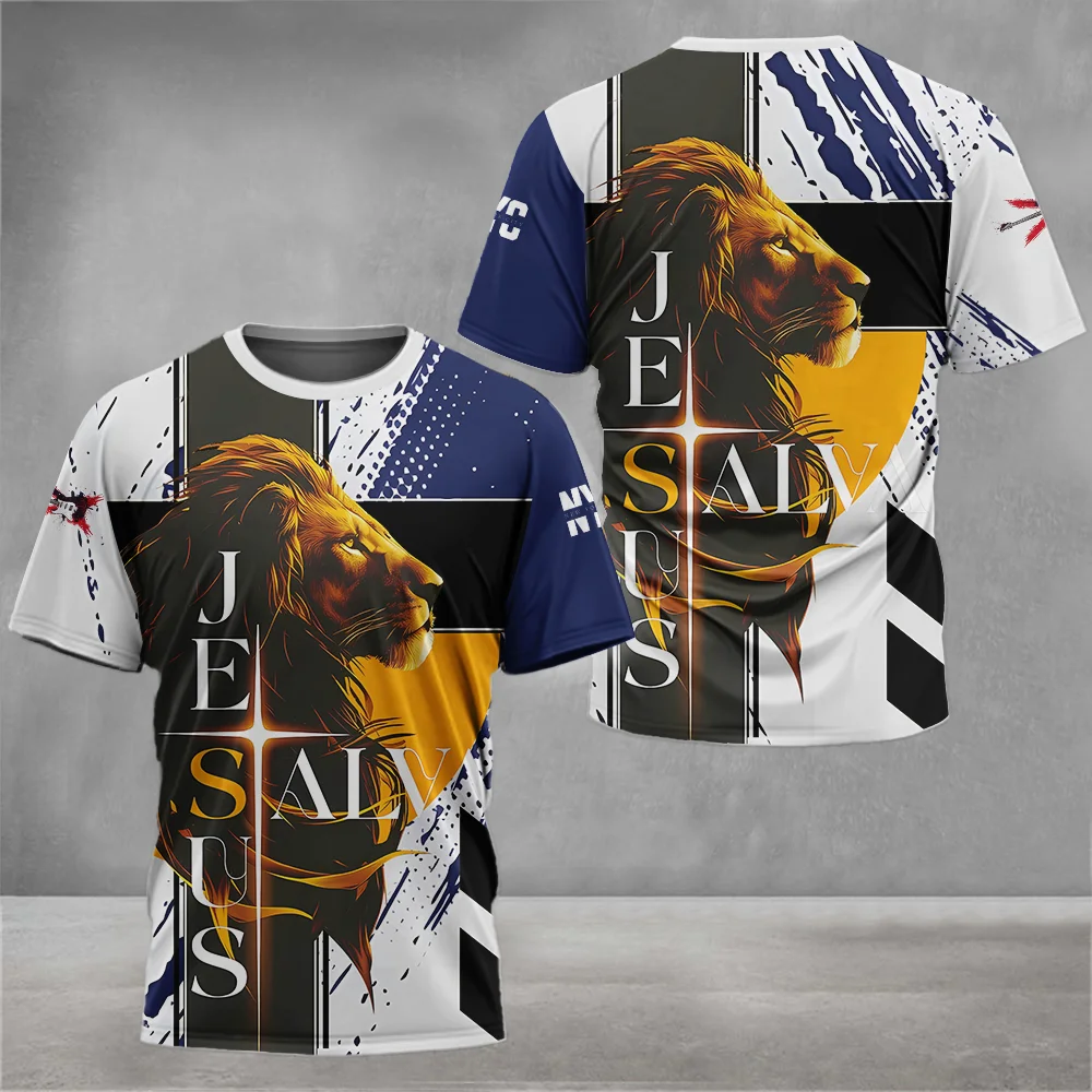 

Summer men's T-shirt Lions pattern print graphic t shirts Breathable Round neck T-shirt Sports t shirt for man y2k clothes tops