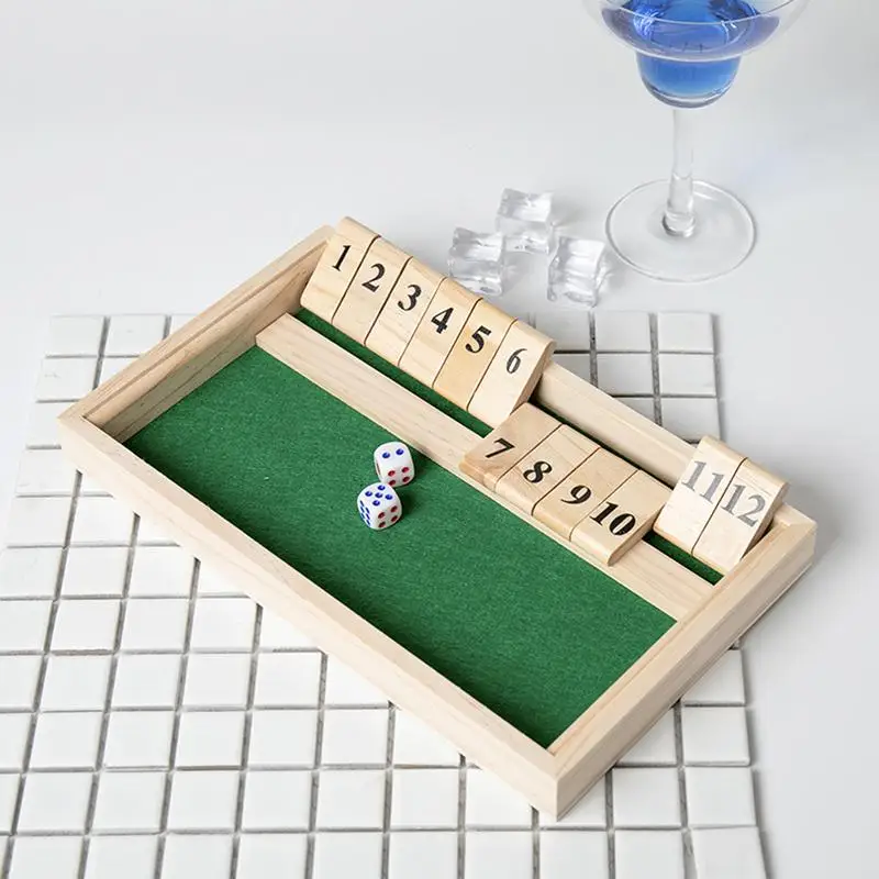 Vintage Board Game Shut the Box Set Wooden Board Chess Game for Men Bar Indoor Game Entertainment Toy for Gathering