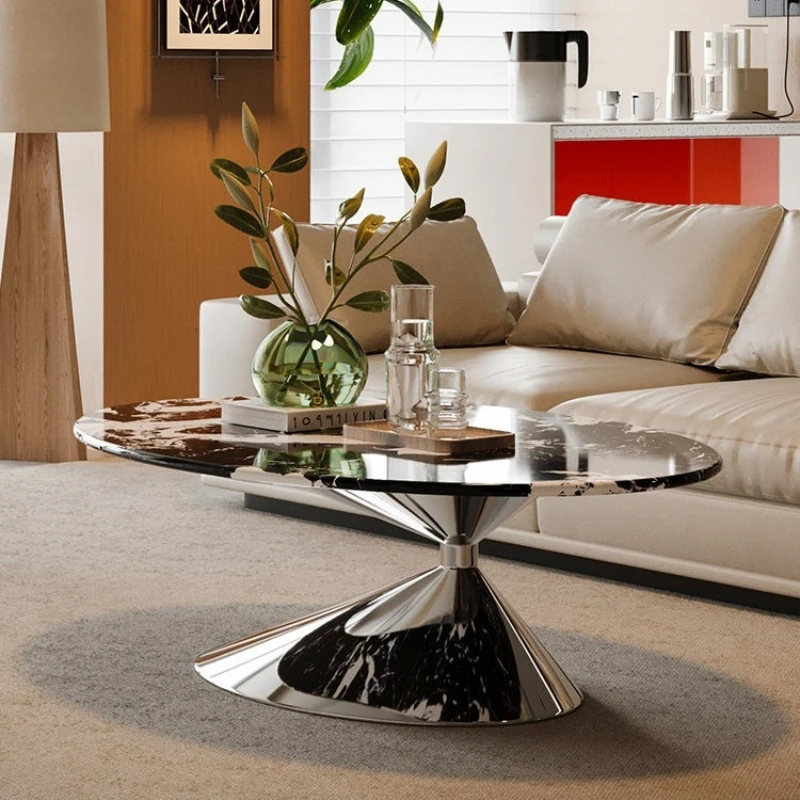 Italian marble coffee table high artistic sense living room home light luxury modern simple round coffee table
