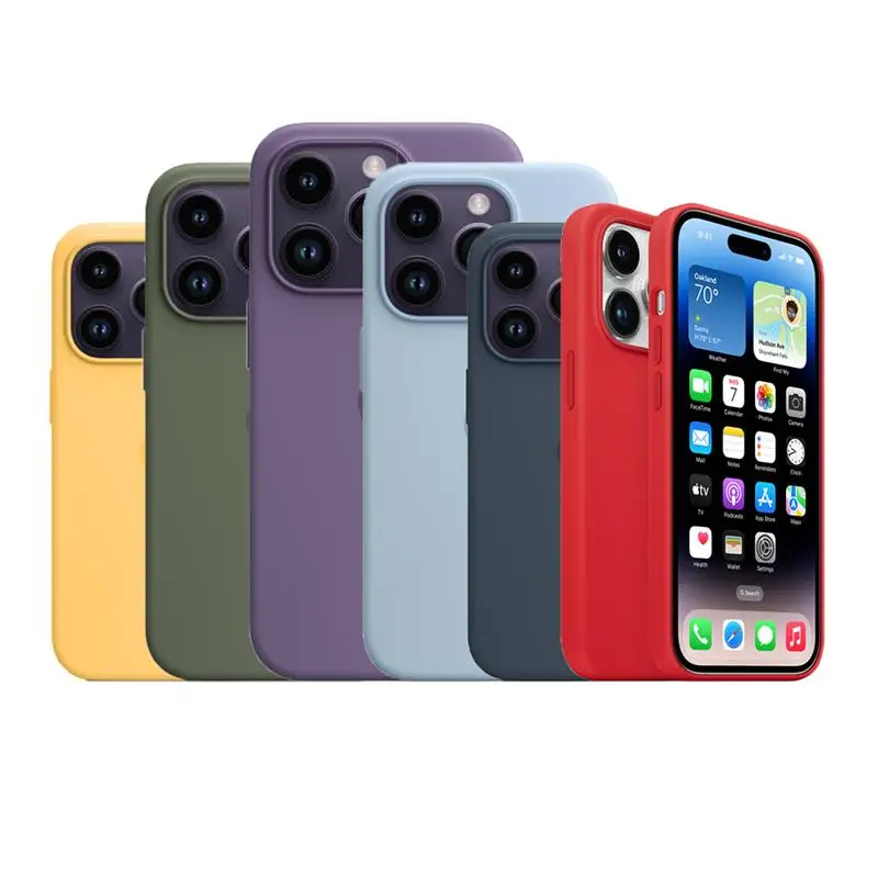 For iPhone Case Silicone Magnetic Apple Liquid Case Solid Color For iPhone 14 Pro Max Cases Wireless Charging Full Protect Cover