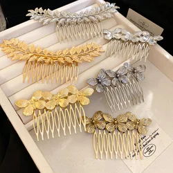 Fashion Metal Butterfly Hair Combs For Women Gold Color Insect Bride Headdress Hair Jewelry Accessories Hairpins Headwear Gifts