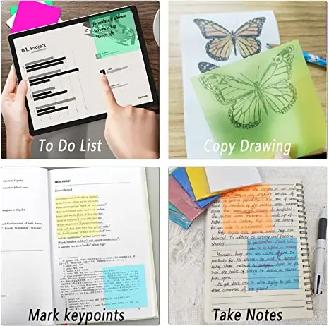 Transparent Sticky Notes Pad 50 Sheets Waterproof Self-Adhesive Sticky Notes Posted It for Books Memo Message Reminder Bookmark