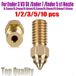 For Ender3 V3 SE ender 7/Spider ENDER 5 S1 Serise Nozzle 3D Printer Parts Nozzles 0.2mm 0.3mm 0.4mm 0.5mm 0.6mm 0.8mm 1.0mm
