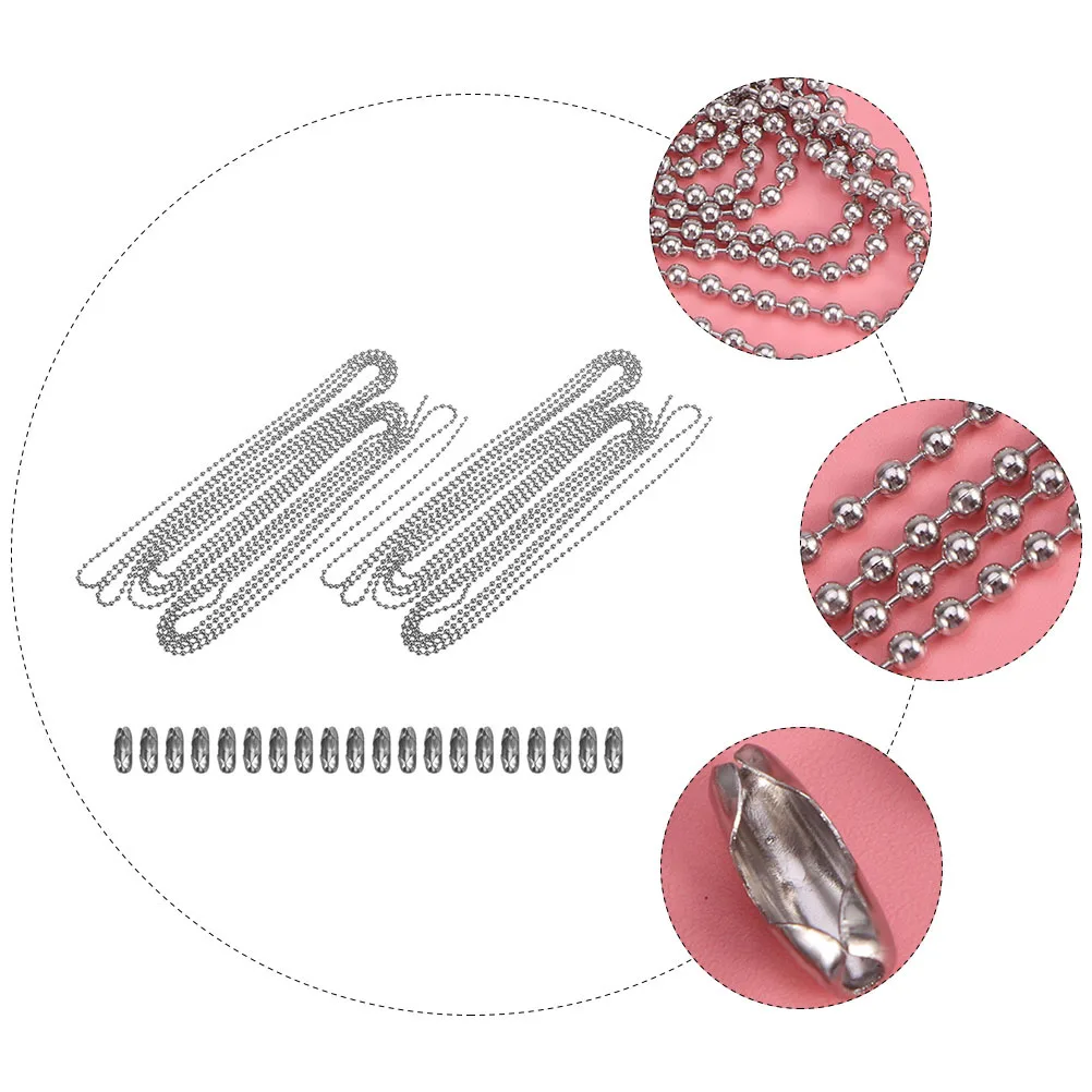 2 مجموعة الفولاذ المقاوم للصدأ حبة 30 سنتيمتر غير قابل للصدأ الكرة Diy بها بنفسك صنع المجوهرات قلادة سوار المفاتيح الكلب علامة موصل مشروع الحرفية