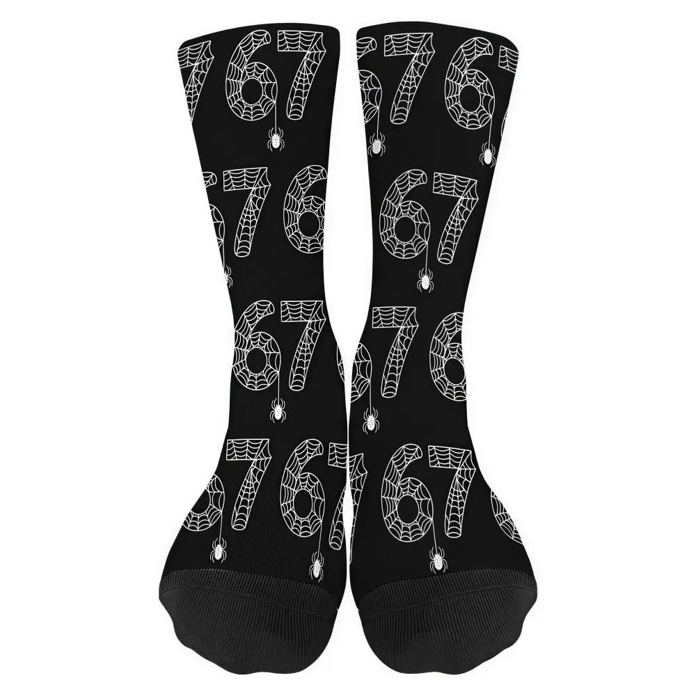 Cartoon Unisex 67 Meme Ice Cream Socks Warm Breathable 67 Meme Crew Long Socks Cotton Lightweight Creativity Stockings