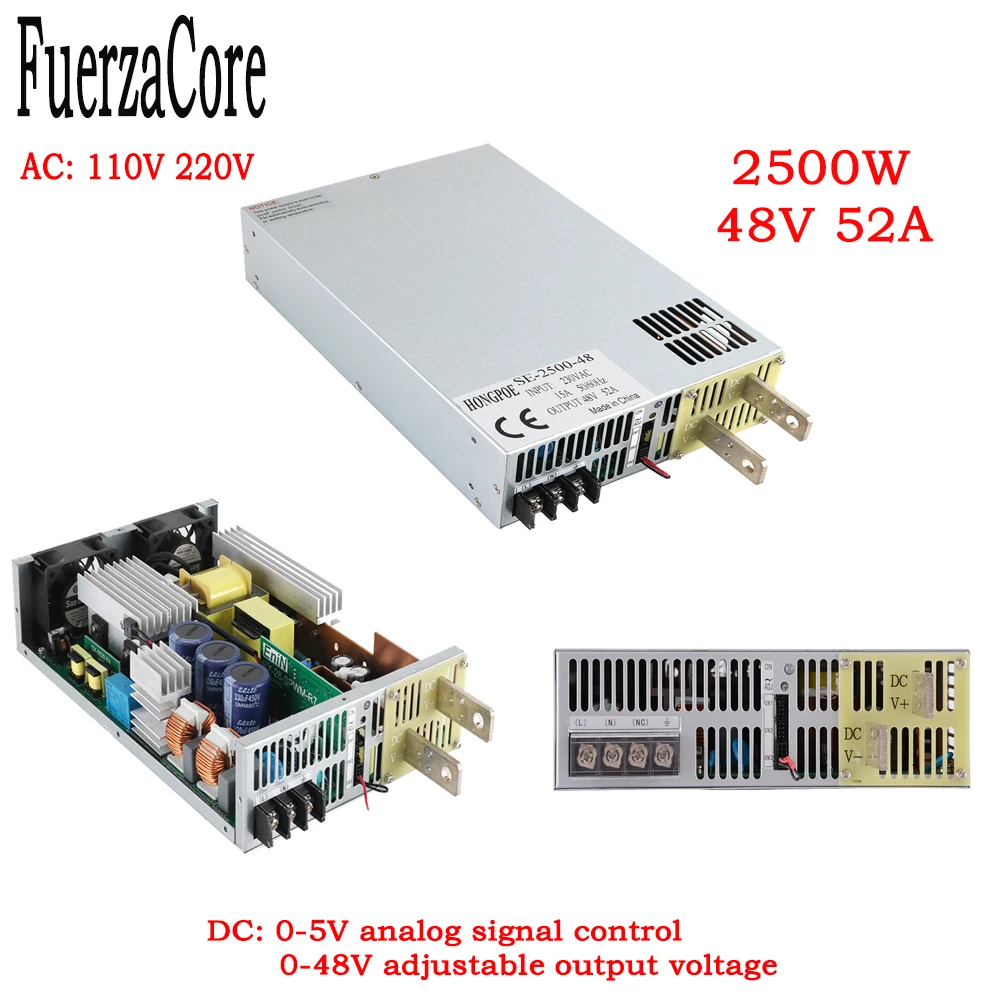 

2500W 48V Power Supply 0-48V Adjustable Power 0-5V Analog Signal Control 220V AC to DC 48V High Power Transformer SMPS