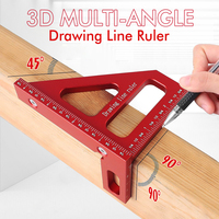 Metric/Inch Square Protractor Aluminum Alloy Miter Triangle Ruler 3D Multi Angle 45/90 Degree Carpenter Layout Measuring Ruler
