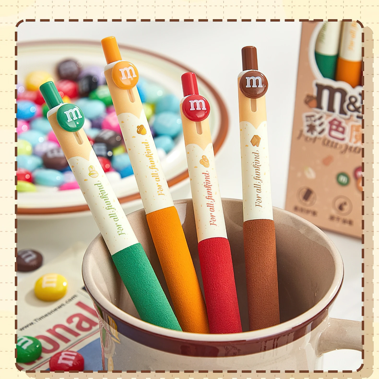 4pcs Colorful Chocolate Gel Pens Set Carton Emotion 0.5mm Ballpoint Black Color Ink for Writing F7768