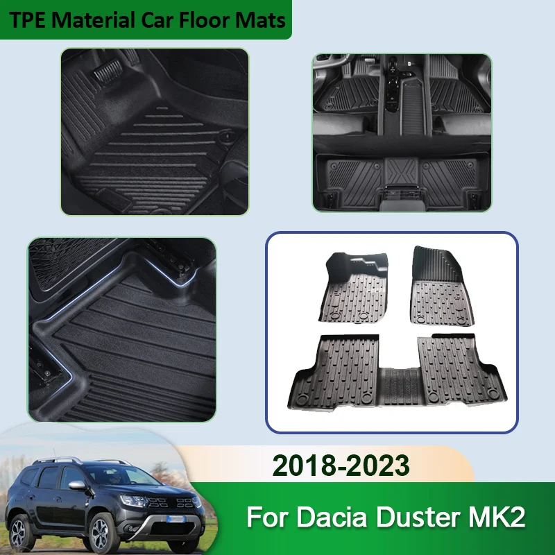 

Для Dacia Renault Duster HM MK2 2018 ~ 2023 Автомобильный напольный коврик с левым рулем, пылезащитный, износостойкий напольный коврик, подставка из ТПЭ, автомобильные аксессуары