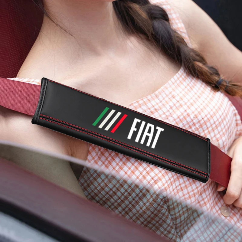 2PCS Leather Car Seat Belt Cover Shoulder Pads For Fiat Tipo Punto Panda Bravo car accessories