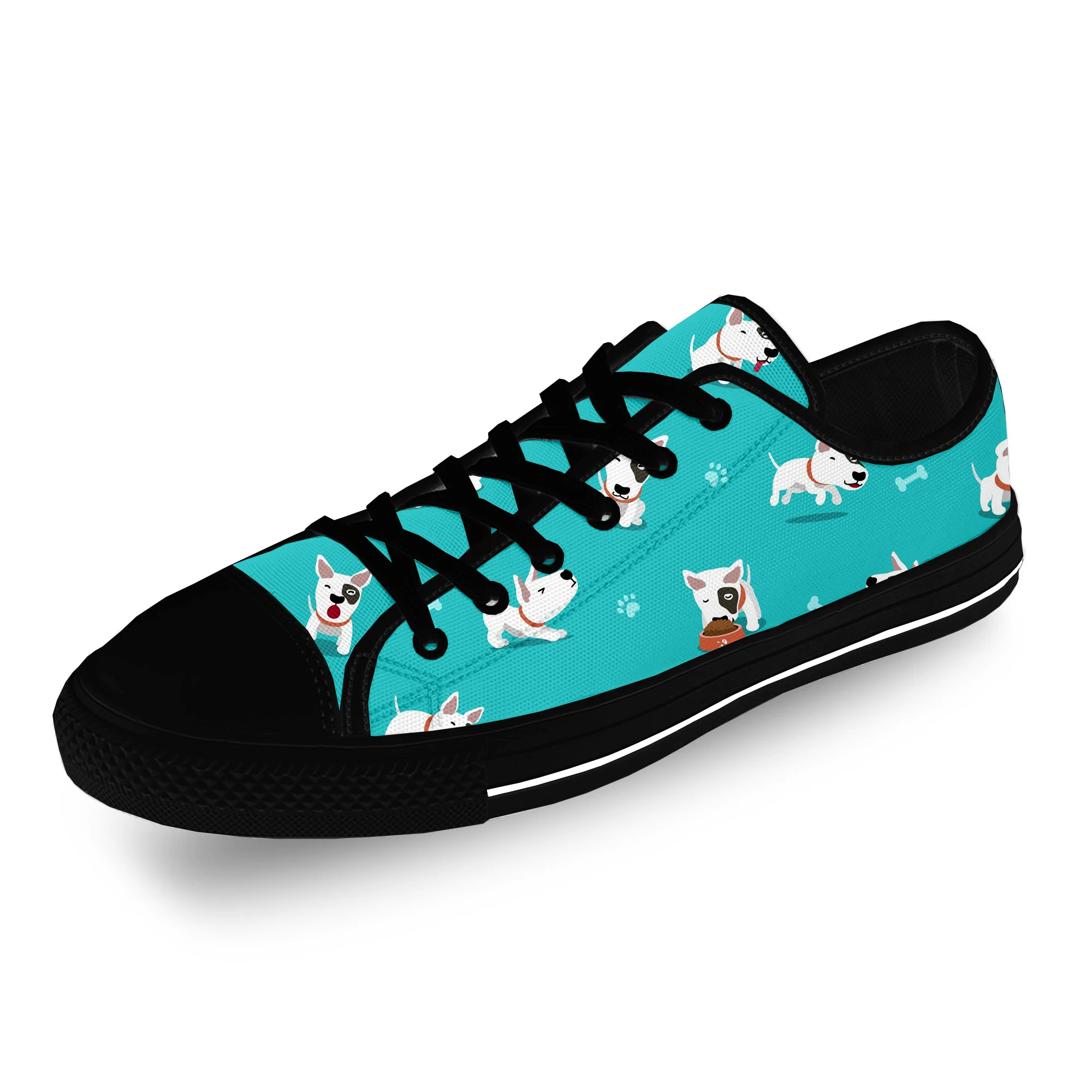 Animal Bull Terrier Cartoon Dog Casual Cloth Fashion 3D Print Low Top Canvas Shoes Men Women Lightweight Breathable Sneakers