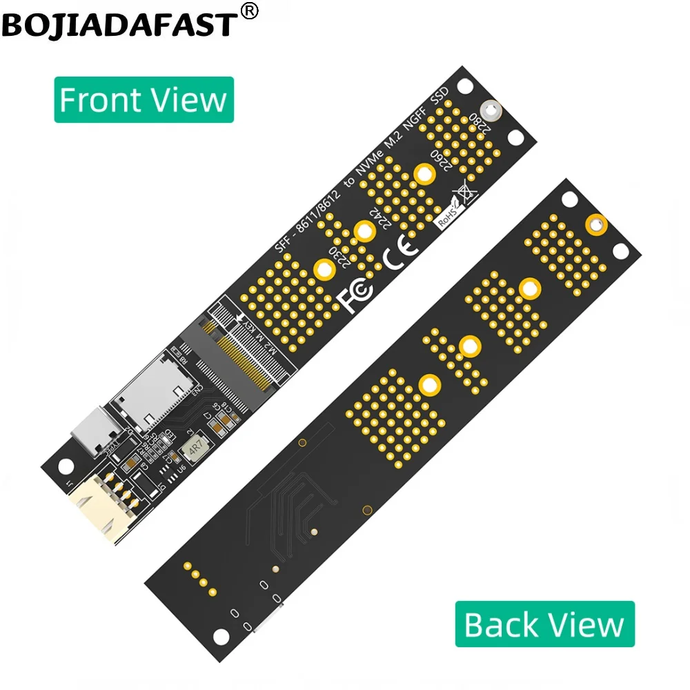 Oculink SFF-8611 SFF-8612 y conector SATA de 15 pines a NGFF M.2 Key-M 2230 2242 2260 2280 M2 NVME SSD adaptador tarjeta convertidora