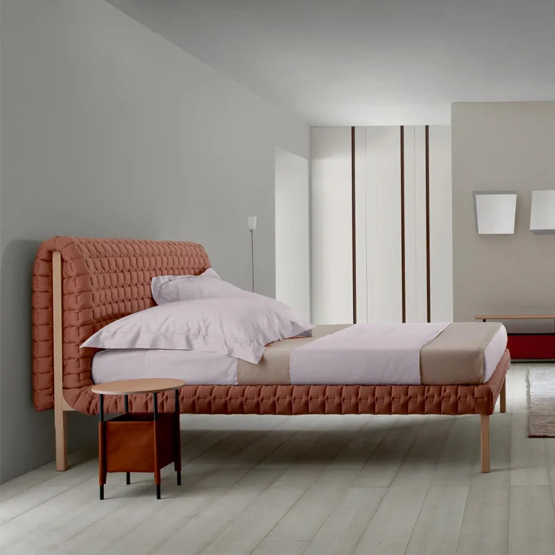 Italian minimalist fabric 1.8 meters bed freehand space designer wabi sandy wind villa soft bag bed