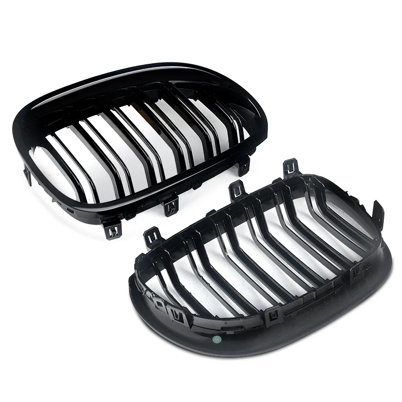 Gloss Black Car Front Bumper Kidney Grille For BMW E60 M5 E61 520i 545i 550i 535i 2003-2010 5 Series  Double Slat Auto Styling