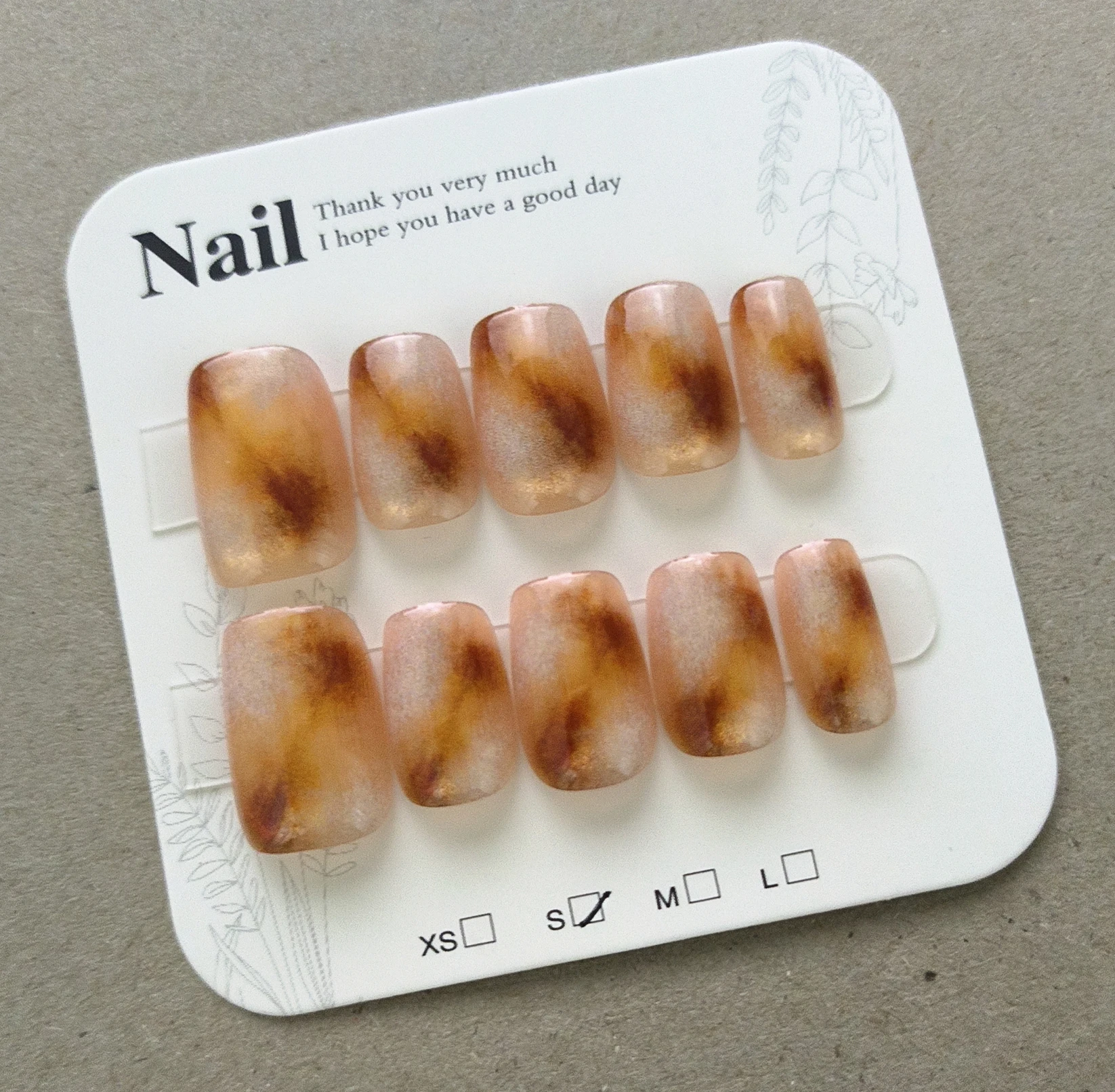 10pcs Autumn Winter Women Fashion Nail Art New Amber Brown Cat Eye Temperament Fake Nails Patch Handmade Press On False Nail