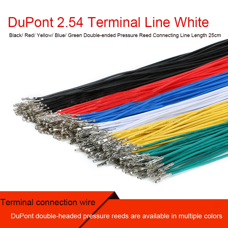 

10 PCS Length 25cm 2.54 Terminal Line Double-ended Pressure Reed Connecting White/ Black/ Red/ Yellow/ Blue/ Green