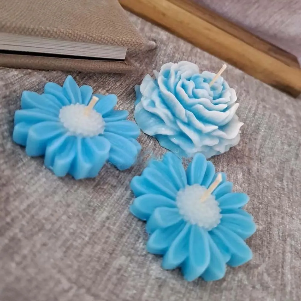 1PC Daisy Pfingstrose Blume Kerze Silikon Form 3D Handgemachte Kerze Seife Gips Harz Handwerk Machen Werkzeuge