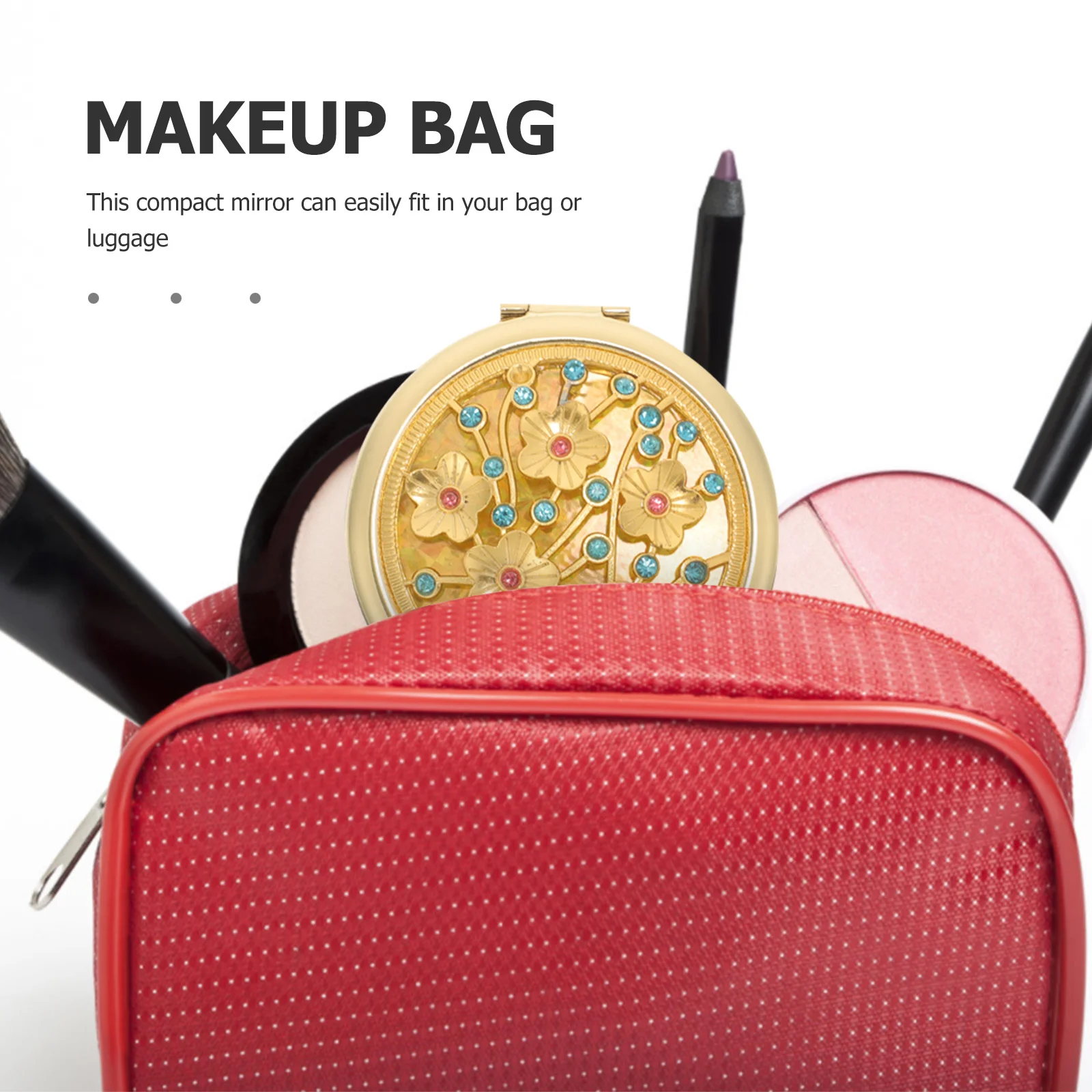 

Retro Gold Makeup Mirror Small Compact Mirror for Handbag Pocket Travel Women's Personal Beauty Tool Lightweight Design