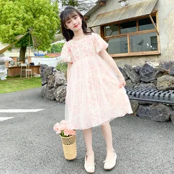 2024 new summer girl floral gauze dress designer design skin-friendly breathable foreign girl shopping party princess dress