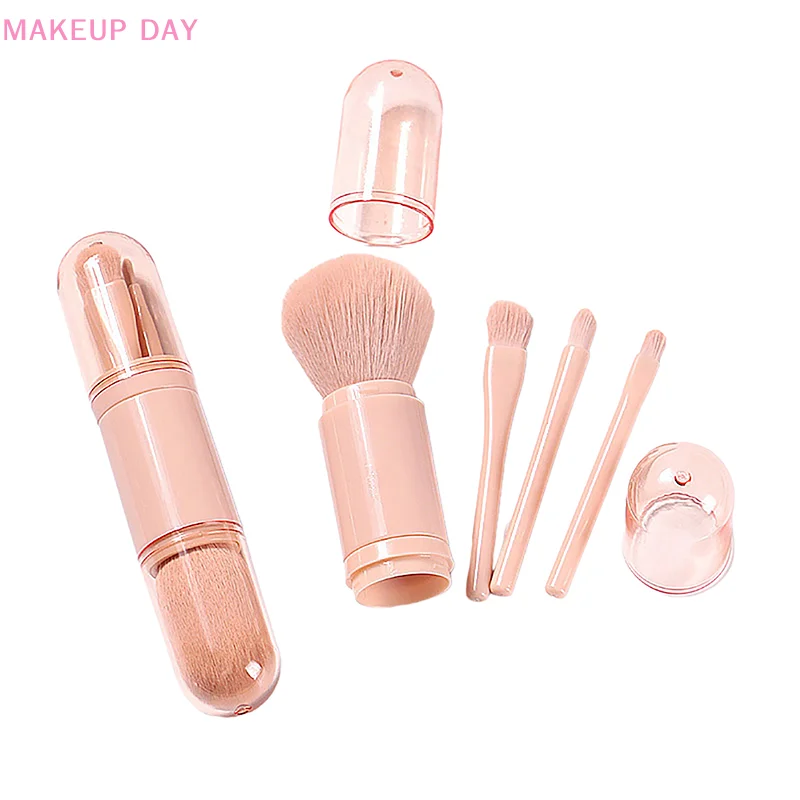 4 In 1 Telescopic Makeup Brush Portable Travel Makeup Brushes Set Eyeshadow Loose Powder Mini Makeup Brush Beauty Tools