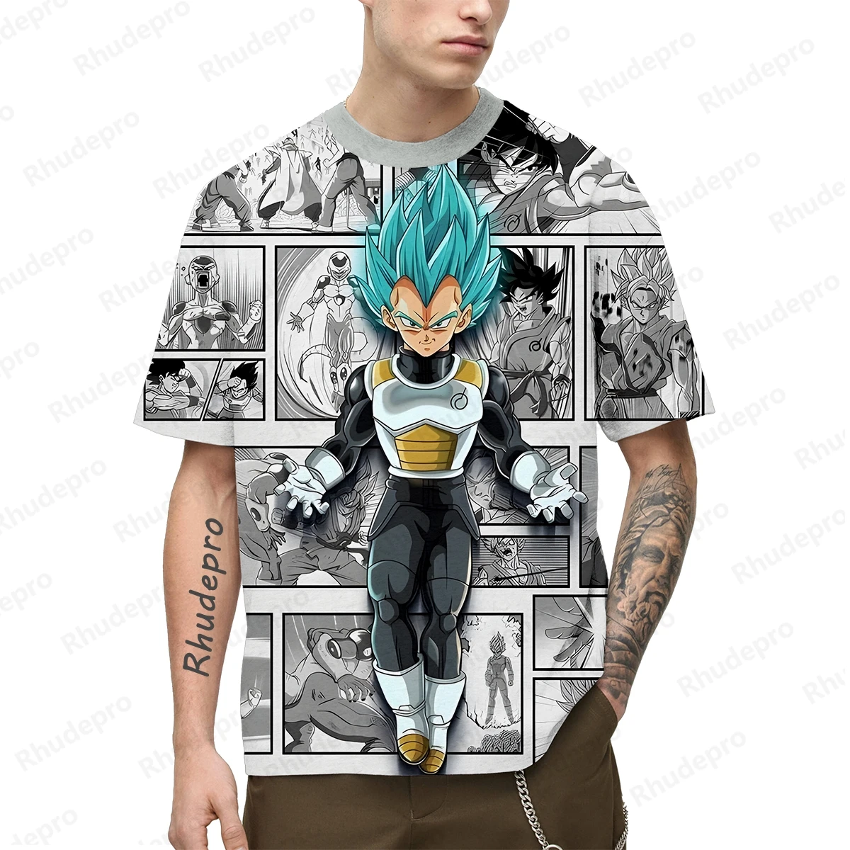 Japanese anime Super Saiya Goku Men's T-shirt 100-5XL Tshirt T-shirts Y2k Trend Clothing Oversized Vegeta Mens Clothes