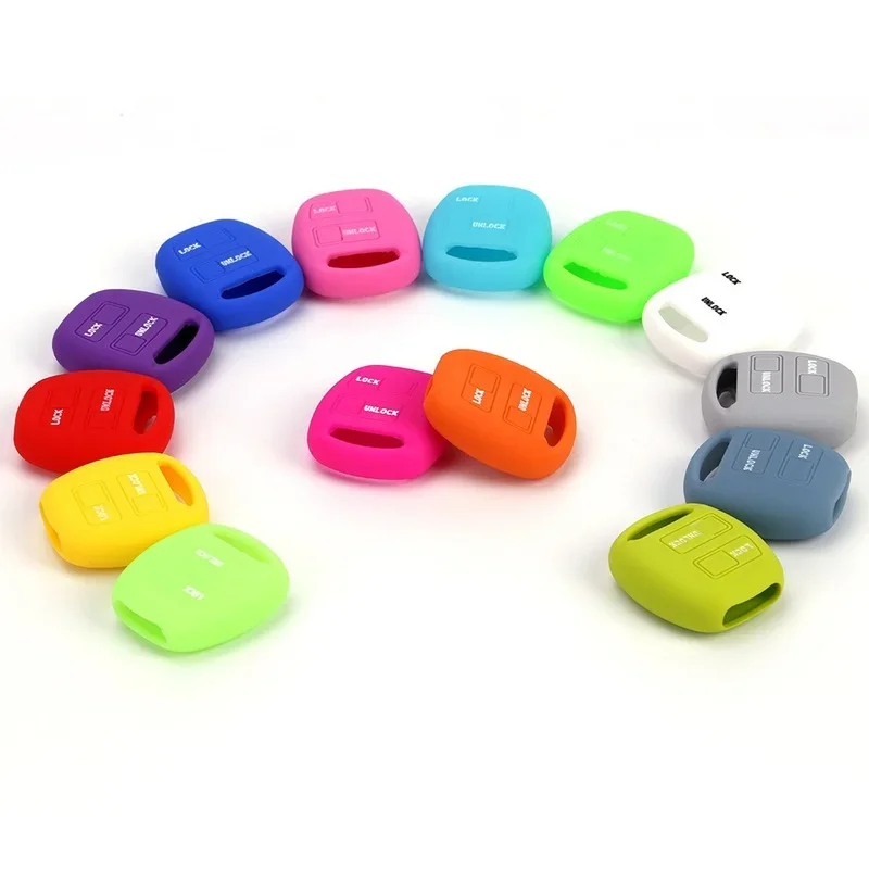 도요타 야리스 아벤시스 캠리 코롤라 카리나 프라도 프리우스 라브 4, 4 러너, 프리비아 원격 포브 케이스에 적합, 2 버튼 실리콘 키 커버