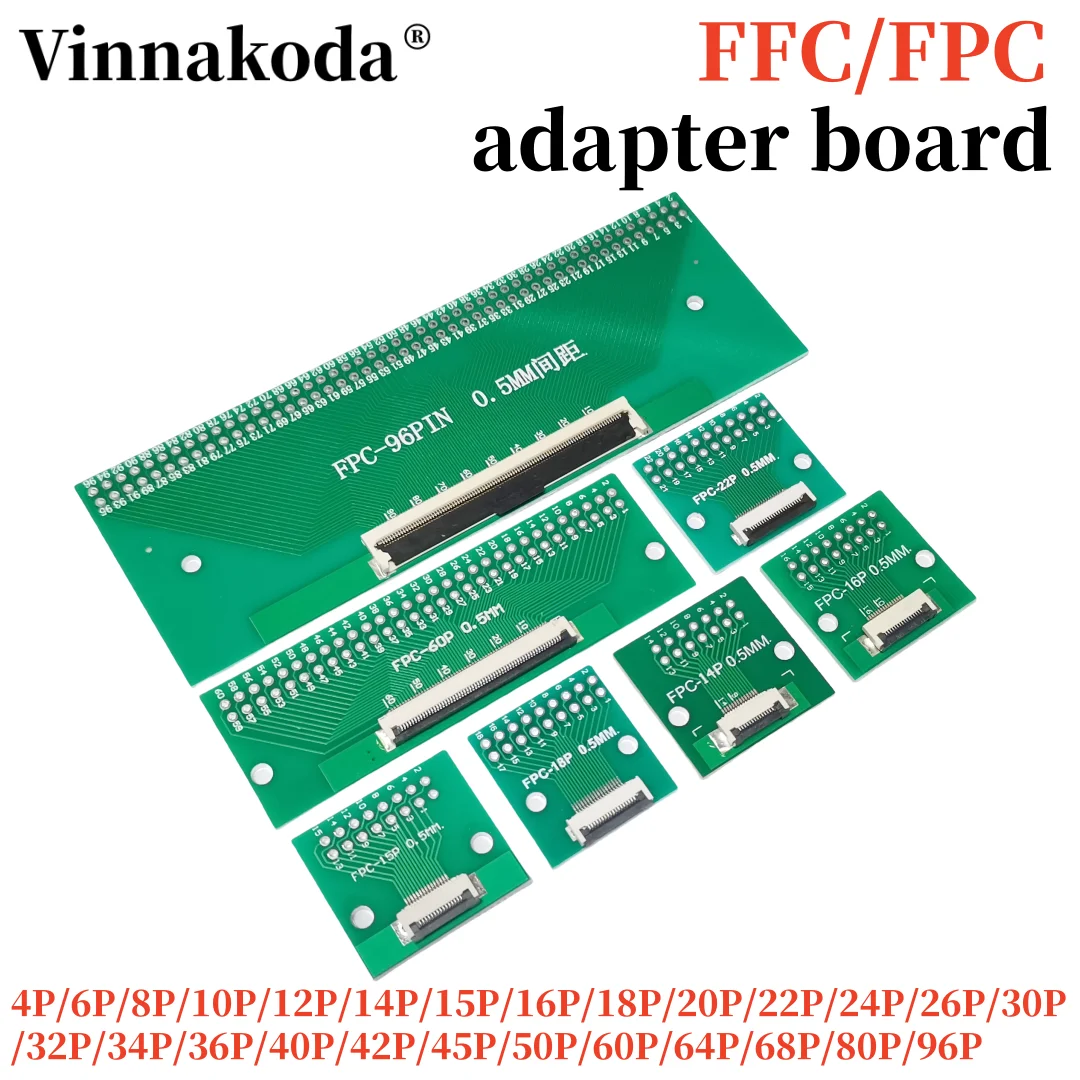 

FFC/FPC 0.5MM adapter board 4P/6P/8P/10P/12P/14P/15P/16P/18P/20P/22P/24P/26P/30P/32P/34P/36P/40P/42P/45P/50P/60P/64P/68P/80P/96P