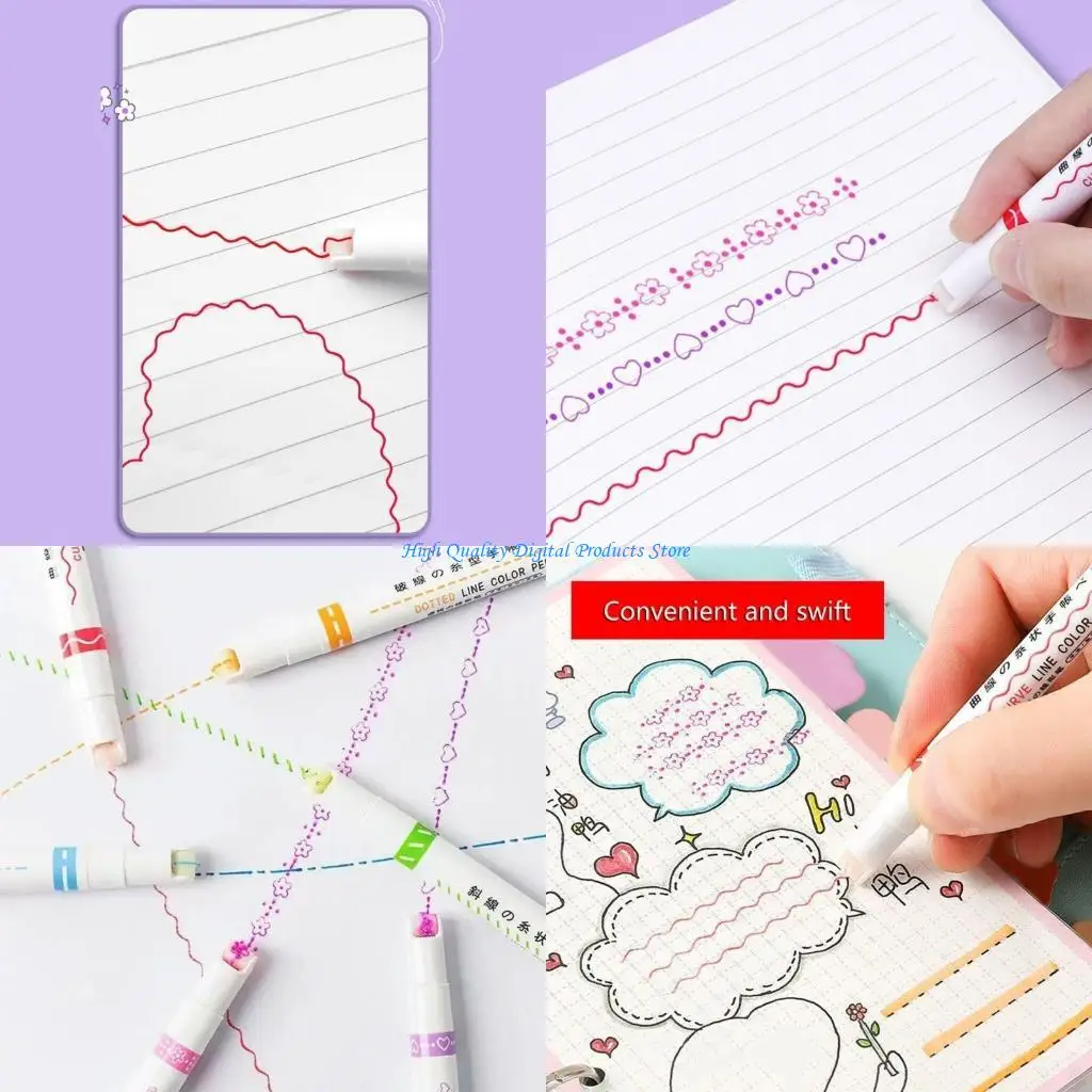 

U2JE Colored Curved Pens with 6 Different Curved Shapes & 6 Color Fine Tips